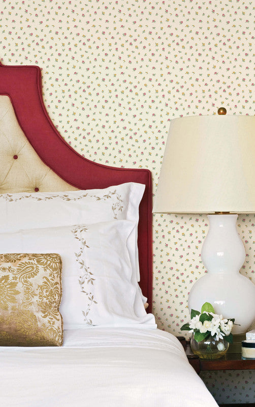 media image for Floral Toss Wallpaper in Red/Ivory 249