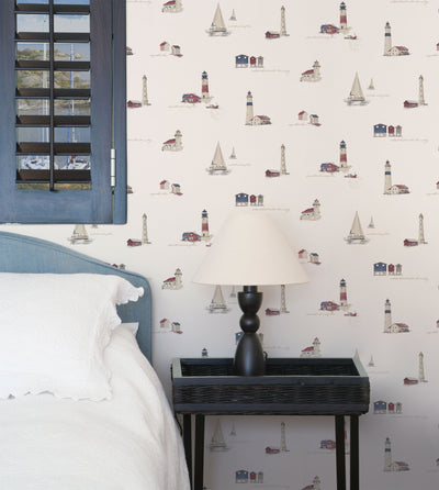 product image for Beach Huts White Wallpaper from the Deauville 2 Collection by Galerie Wallcoverings 53