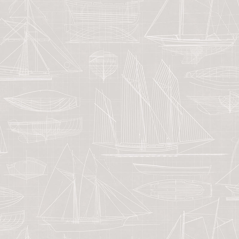 media image for Nautical Blueprint Grey Wallpaper from the Deauville 2 Collection by Galerie Wallcoverings 221
