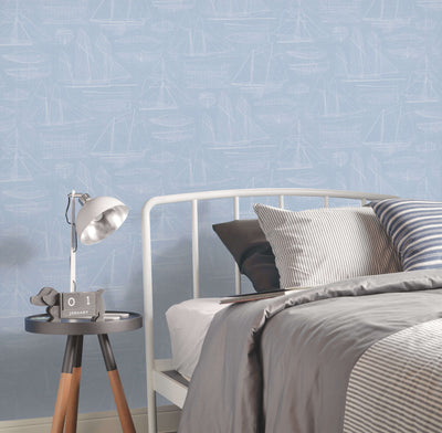 product image for Nautical Blueprint Sky Wallpaper from the Deauville 2 Collection by Galerie Wallcoverings 94