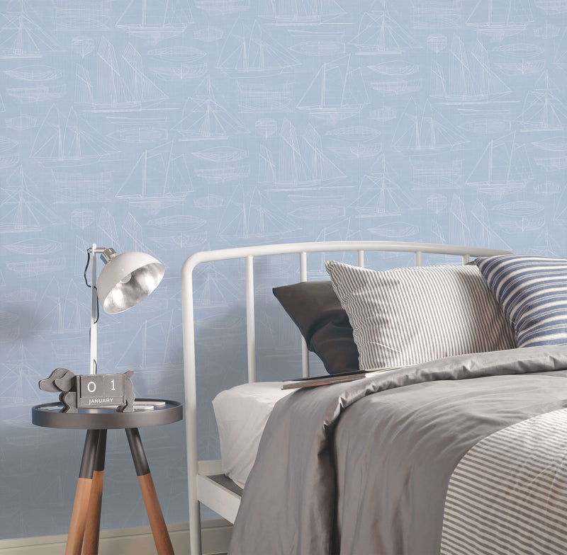 media image for Nautical Blueprint Sky Wallpaper from the Deauville 2 Collection by Galerie Wallcoverings 285