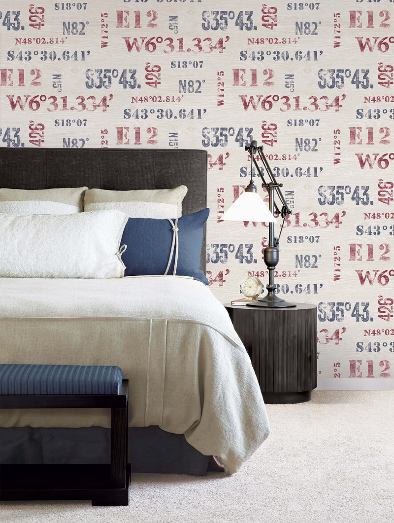 media image for Naval Print Navy/Red Wallpaper from the Deauville 2 Collection by Galerie Wallcoverings 243