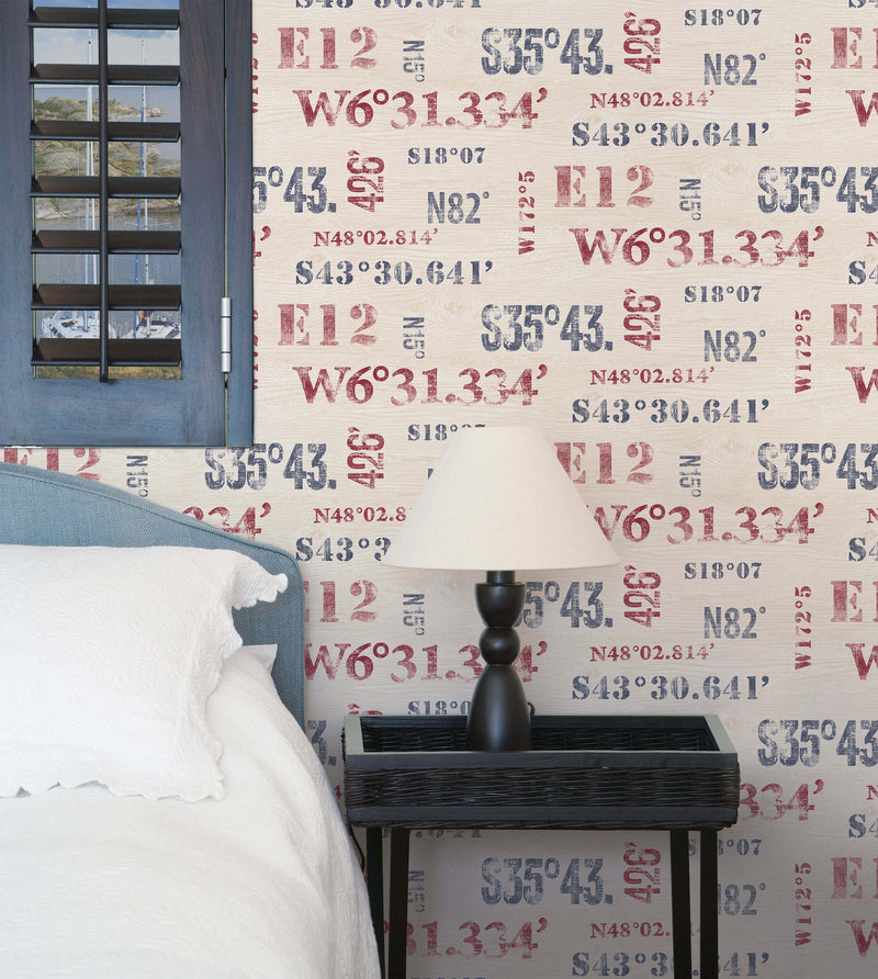 media image for Naval Print Navy/Red Wallpaper from the Deauville 2 Collection by Galerie Wallcoverings 27