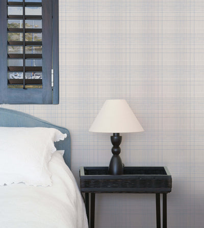 product image for Plaid Sky/Off-White Wallpaper from the Deauville 2 Collection by Galerie Wallcoverings 74