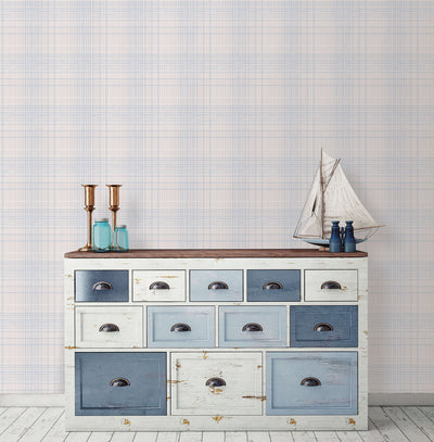product image for Plaid Sky/Off-White Wallpaper from the Deauville 2 Collection by Galerie Wallcoverings 15