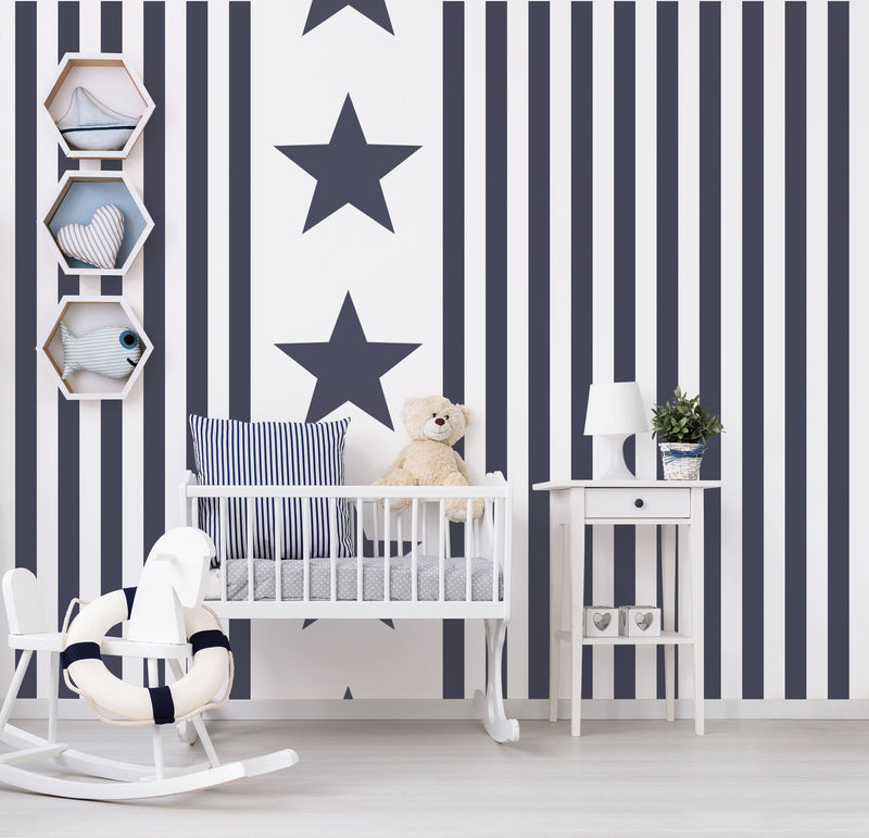 media image for Regency Stripe Navy Wallpaper from the Deauville 2 Collection by Galerie Wallcoverings 24