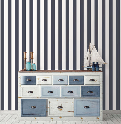 product image for Regency Stripe Navy Wallpaper from the Deauville 2 Collection by Galerie Wallcoverings 34
