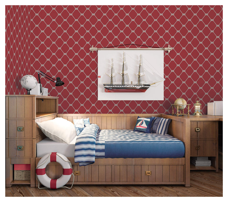media image for Rope Red Wallpaper from the Deauville 2 Collection by Galerie Wallcoverings 253