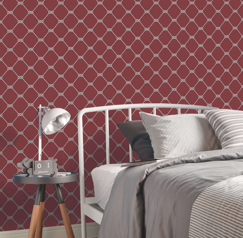 media image for Rope Red Wallpaper from the Deauville 2 Collection by Galerie Wallcoverings 217