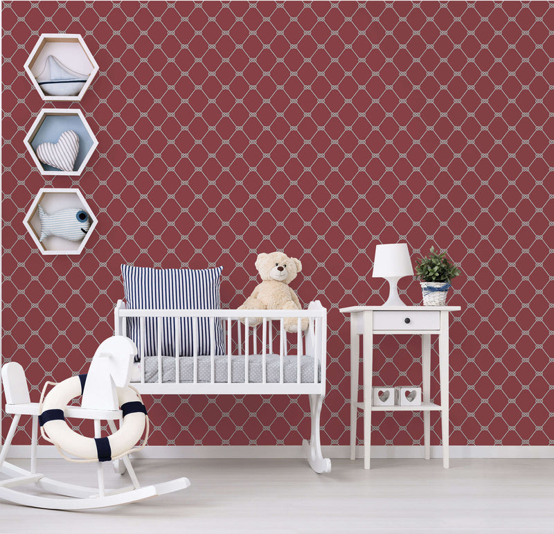 media image for Rope Red Wallpaper from the Deauville 2 Collection by Galerie Wallcoverings 212