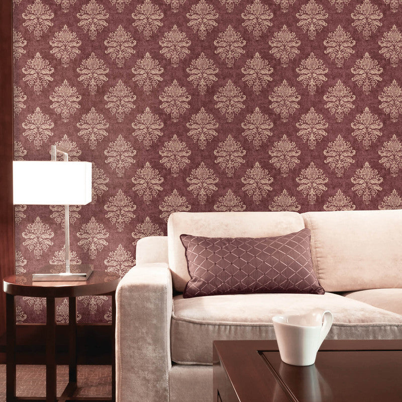 media image for Nordic Elements Damask Wallpaper in Red 230