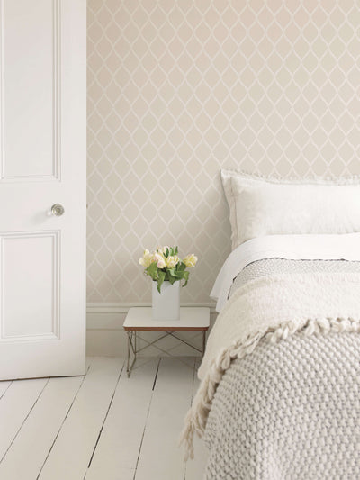 product image for Geometric Trellis Beige/White Wallpaper from the Vintage Roses Collection by Galerie Wallcoverings 99