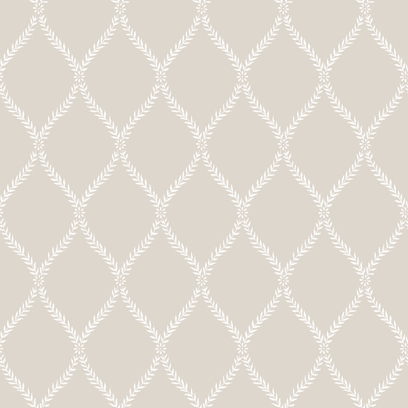 media image for Geometric Trellis Beige/White Wallpaper from the Vintage Roses Collection by Galerie Wallcoverings 238