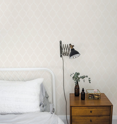 product image for Geometric Trellis Cream/White Wallpaper from the Vintage Roses Collection by Galerie Wallcoverings 68