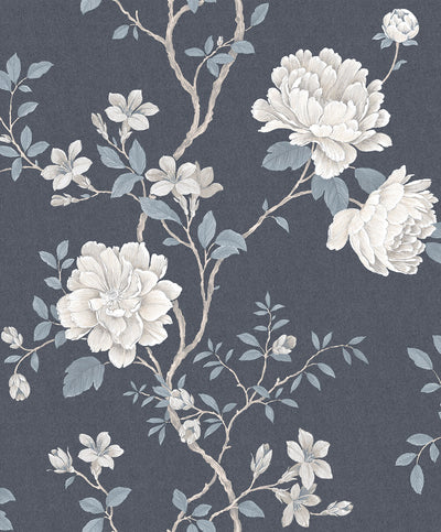 product image of Large Rose Trail Marine/Beige Wallpaper from the Vintage Roses Collection by Galerie Wallcoverings 51