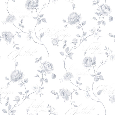 product image of Calligraphy Rose Grey Wallpaper from the Vintage Roses Collection by Galerie Wallcoverings 530