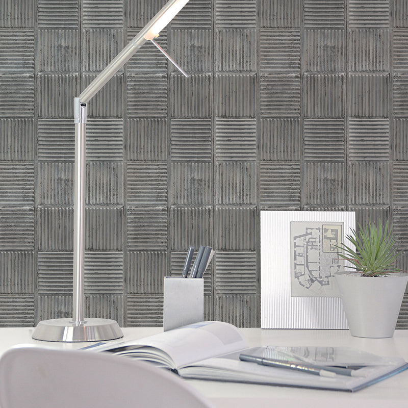 media image for Steel Plates Charcoal Wallpaper from the Grunge Collection by Galerie Wallcoverings 213