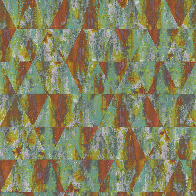 media image for Rusty Triangles Verdigris Wallpaper from the Grunge Collection by Galerie Wallcoverings 246
