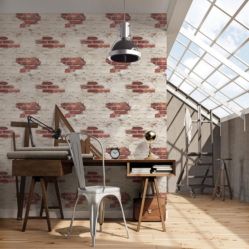 media image for Exposed Brick Red Wallpaper from the Grunge Collection by Galerie Wallcoverings 231