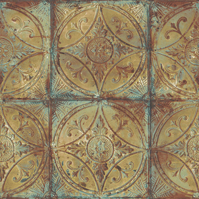 product image of sample tin tile copper wallpaper from the grunge collection by galerie wallcoverings 1 524