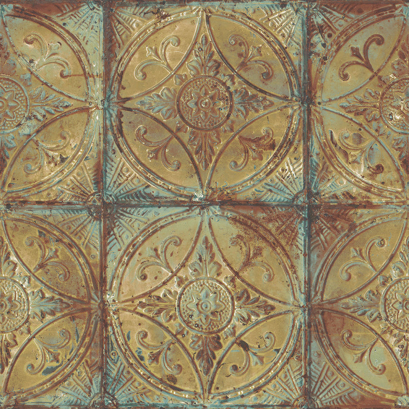 media image for sample tin tile copper wallpaper from the grunge collection by galerie wallcoverings 1 292
