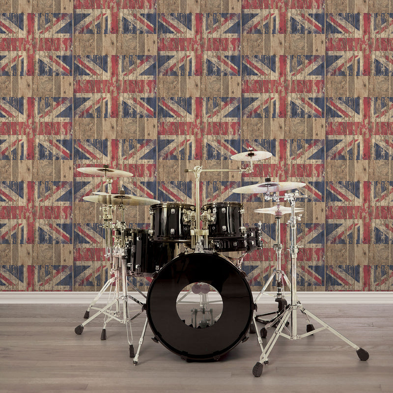 media image for Union Jack RWB Wallpaper from the Grunge Collection by Galerie Wallcoverings 226
