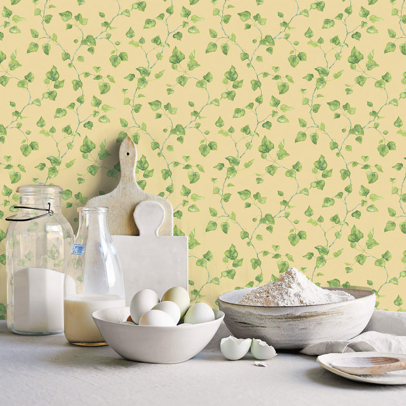 media image for Just Ivy Yellow/Green Wallpaper from the Just Kitchens Collection by Galerie Wallcoverings 219