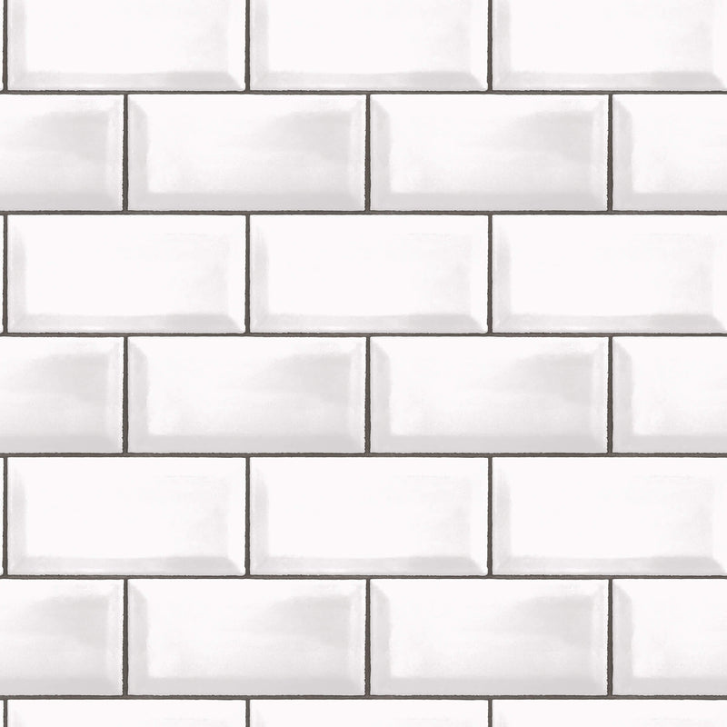 media image for Metro Tile Black/White Wallpaper from the Just Kitchens Collection by Galerie Wallcoverings 244