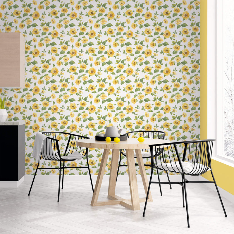 media image for Sunflower Trail Yellow/Green Wallpaper from the Just Kitchens Collection by Galerie Wallcoverings 283