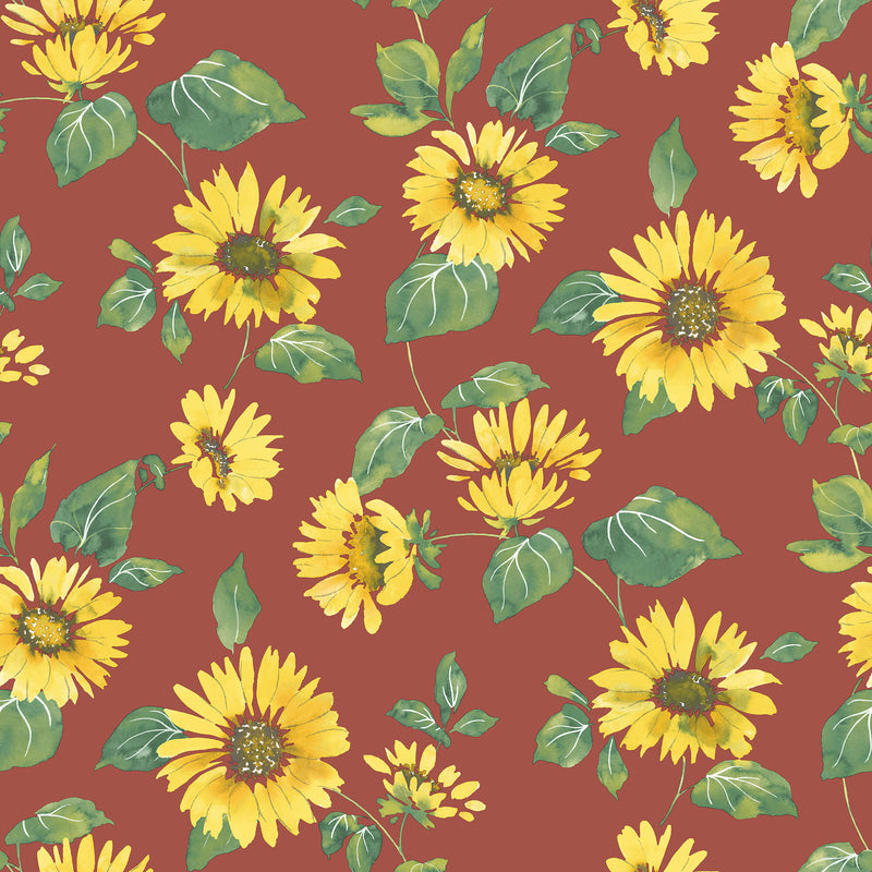 media image for Sunflower Trail Red/Yellow Wallpaper from the Just Kitchens Collection by Galerie Wallcoverings 223