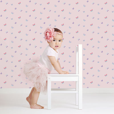 product image for Butterfly Pink Wallpaper from the Just 4 Kids 2 Collection by Galerie Wallcoverings 24