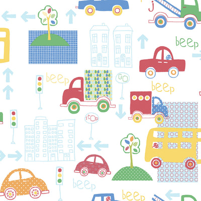 product image for Beep Beep Blue/Red Wallpaper from the Just 4 Kids 2 Collection by Galerie Wallcoverings 70