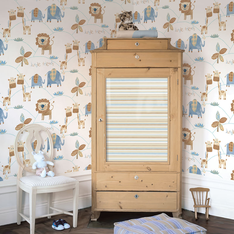 media image for Jungle Friends Blue Wallpaper from the Just 4 Kids 2 Collection by Galerie Wallcoverings 291