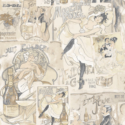 product image of Champagne Posters Beige Wallpaper from the Nostalgie Collection by Galerie Wallcoverings 572