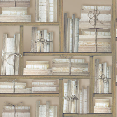 product image of sample natural books brown wallpaper from the nostalgie collection by galerie wallcoverings 1 597