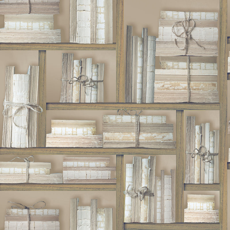 media image for sample natural books brown wallpaper from the nostalgie collection by galerie wallcoverings 1 230