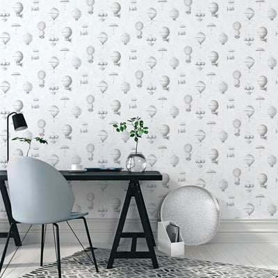 product image for Air Ships Silver/Grey Wallpaper from the Nostalgie Collection by Galerie Wallcoverings 89