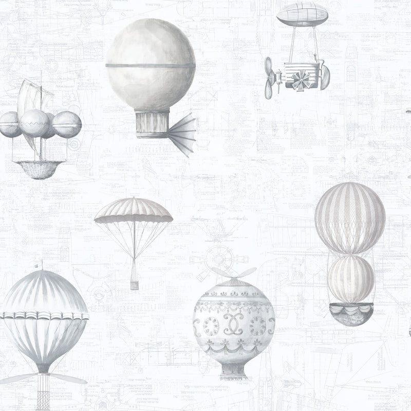 media image for Air Ships Silver/Grey Wallpaper from the Nostalgie Collection by Galerie Wallcoverings 274