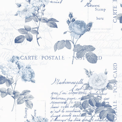 product image of Postale Rose Blue Wallpaper from the Nostalgie Collection by Galerie Wallcoverings 589