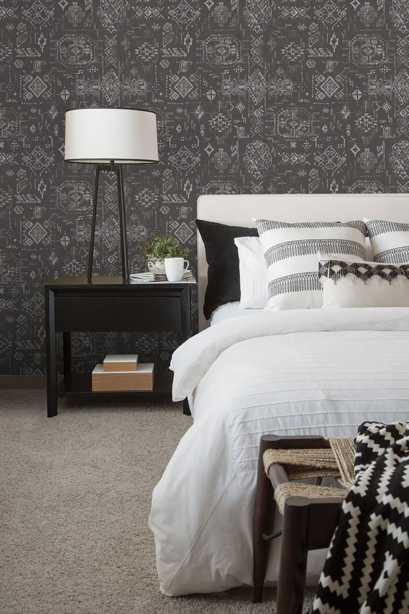 media image for Aztec Black Wallpaper from the Global Fusion Collection by Galerie Wallcoverings 24