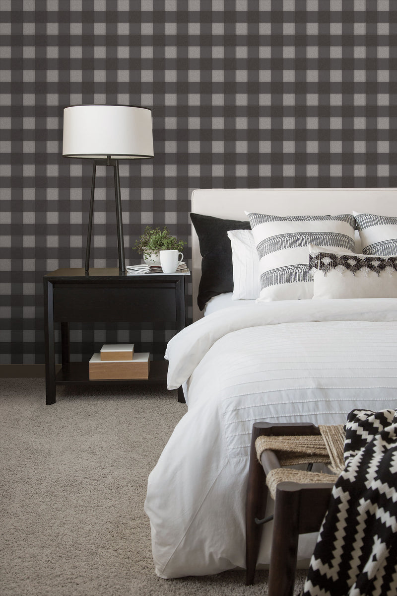 media image for Cowboy Check Black Wallpaper from the Global Fusion Collection by Galerie Wallcoverings 297