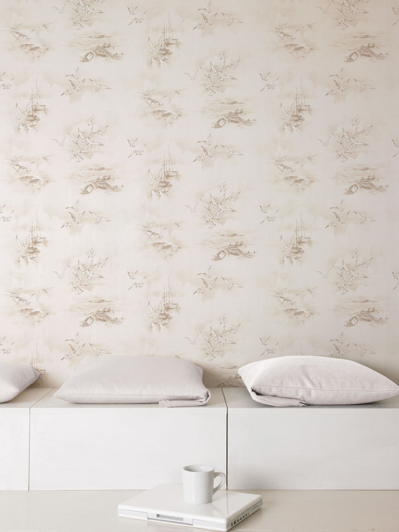 media image for Seagulls Brown Wallpaper from the Global Fusion Collection by Galerie Wallcoverings 265
