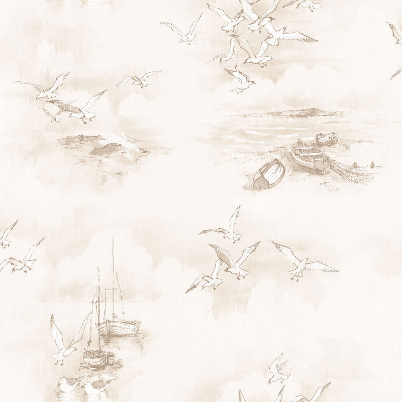 media image for sample seagulls brown wallpaper from the global fusion collection by galerie wallcoverings 1 219