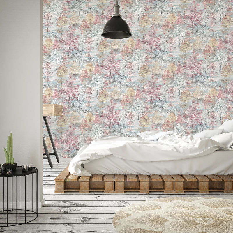 media image for Trees Pink Wallpaper from the Global Fusion Collection by Galerie Wallcoverings 272