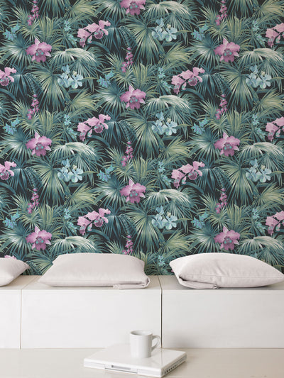 product image for Tropical Florals Turquoise Wallpaper from the Global Fusion Collection by Galerie Wallcoverings 38