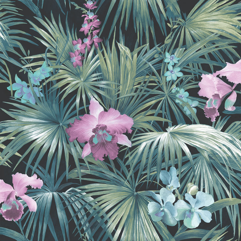 media image for Tropical Florals Turquoise Wallpaper from the Global Fusion Collection by Galerie Wallcoverings 214