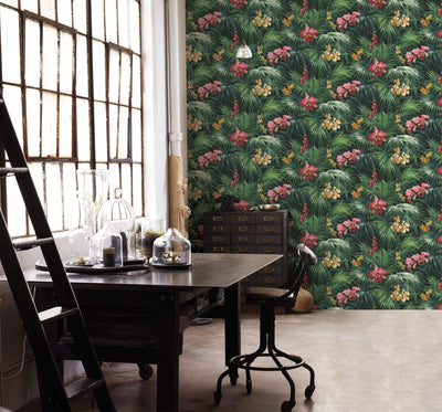 product image for Tropical Florals Red Wallpaper from the Global Fusion Collection by Galerie Wallcoverings 76