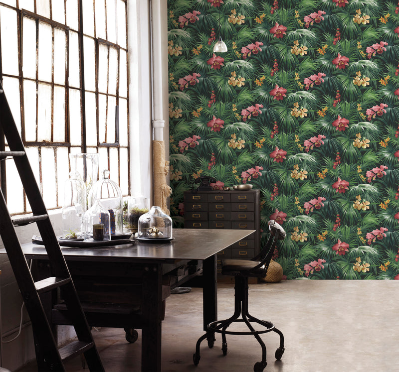 media image for Tropical Florals Red Wallpaper from the Global Fusion Collection by Galerie Wallcoverings 27