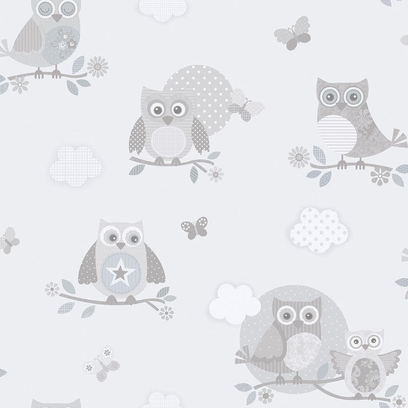 media image for Nursery Owl Grey Wallpaper from the Just 4 Kids 2 Collection by Galerie Wallcoverings 266