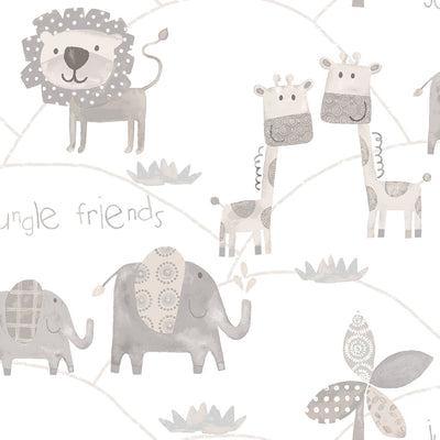 product image for Jungle Friends Grey/White Wallpaper from the Just 4 Kids 2 Collection by Galerie Wallcoverings 48